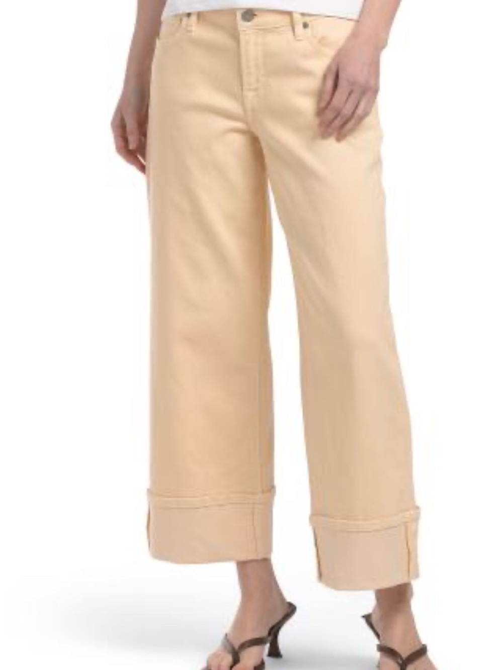 HIDDEN
Logan petite dad jeans 
High-Rise Wide-Leg Cropped Jeans in vanilla